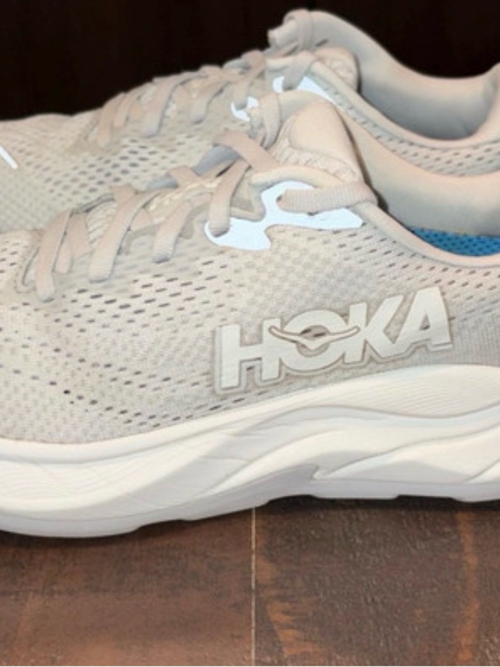 Hoka Light Gray Mesh Running Shoes